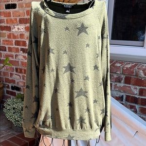 Buffalo David Bitton Green Crew Neck Sweater with Star Pattern